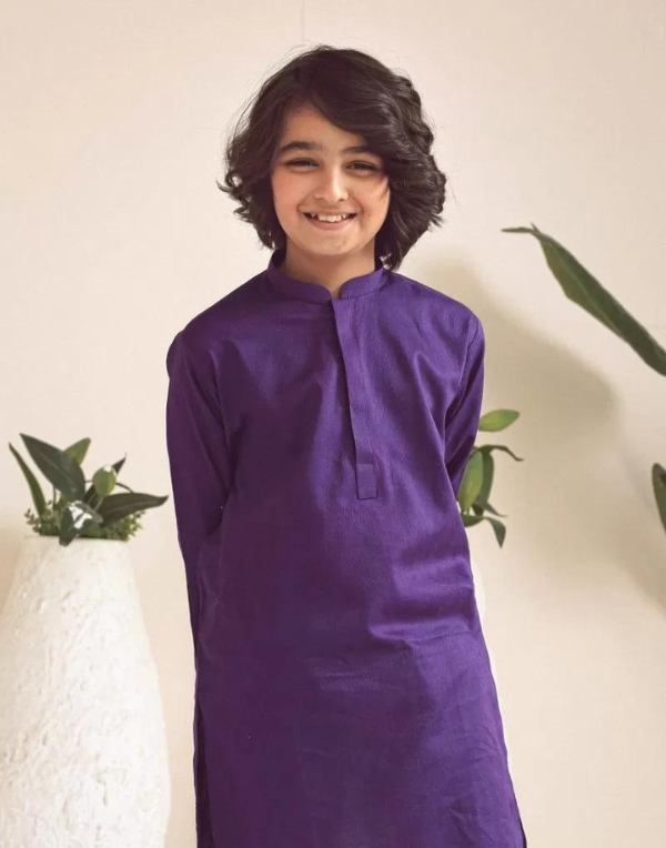 2pc Purple Kurta Trousers Suit