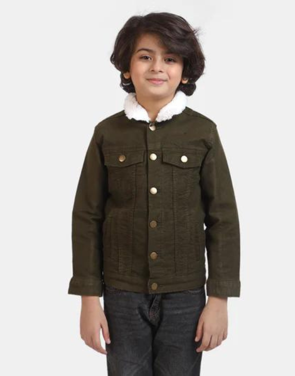 Cotton Jacket Collar Sherpa Olive Green