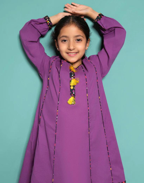 Purple Cotton-Blend Dress