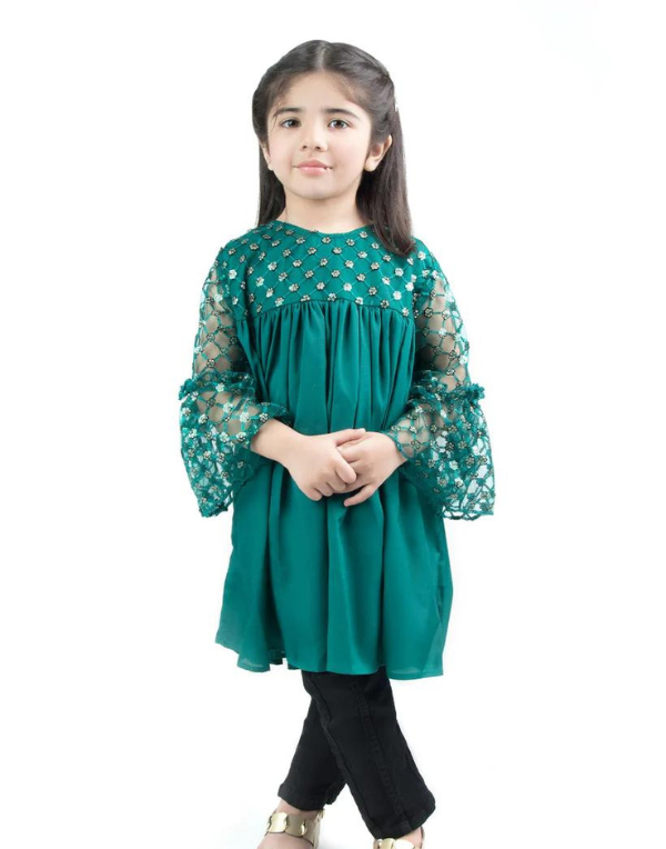 Green Sequins Tunic Dress