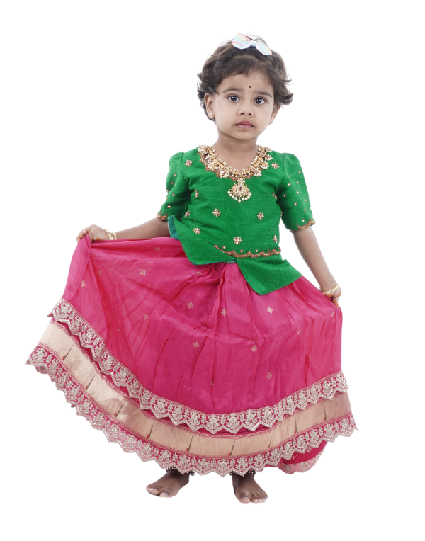 Green & Pink Ghagra Choli