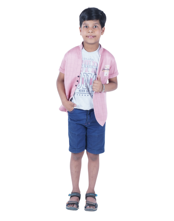 Boys Pink Checks Shirt