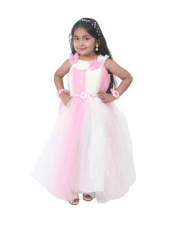 White & Pink Gown Dress
