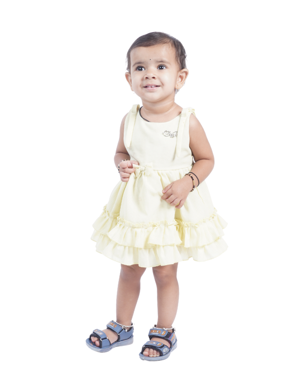 Girls Solid Yellow Dress
