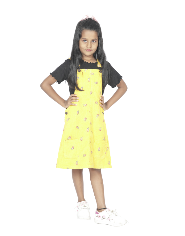 Girls Yellow Dungaree