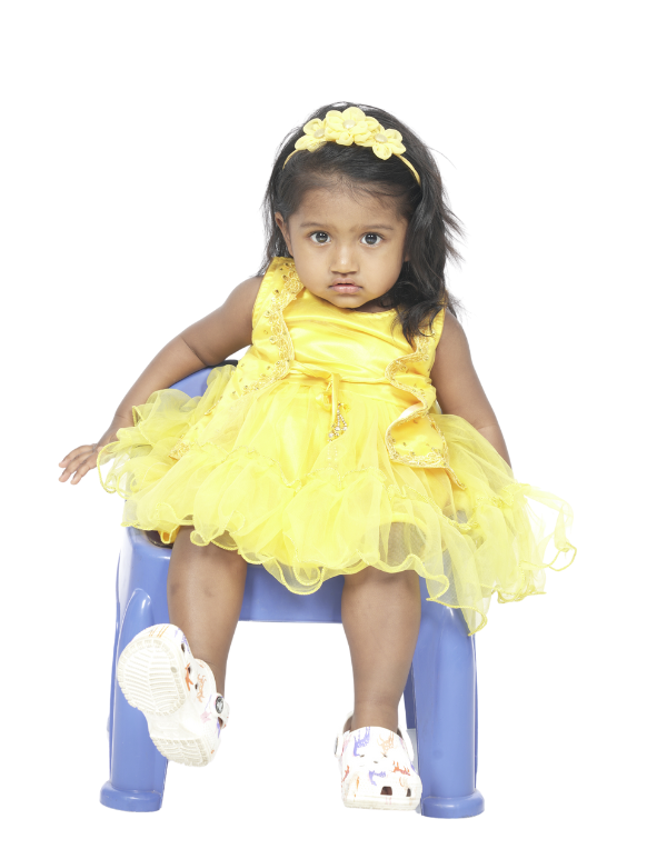 Girls Yellow Layered Dress