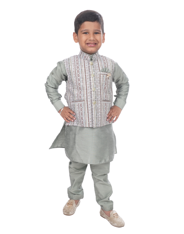 Kids Grey Ethnic Kurta Set