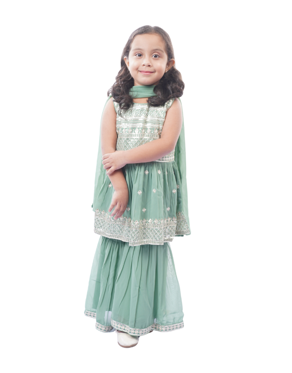 Girls Ethnic Kurta & Sharara Set