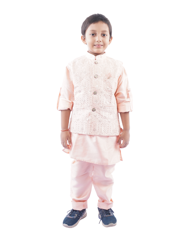Pink Kurta Set With Coat