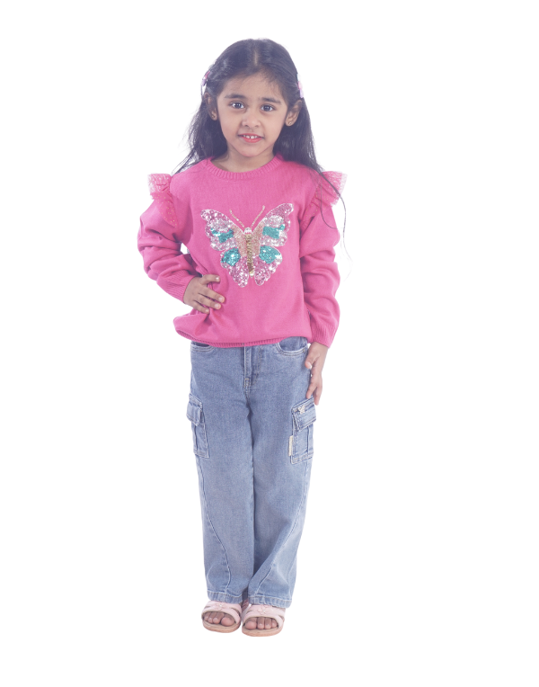 Girls Fancy Denim Trousers