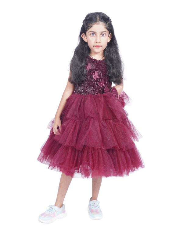 Girls Fancy Red Gown Dress