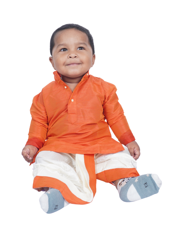 Boys Orange Ethnic Kurta