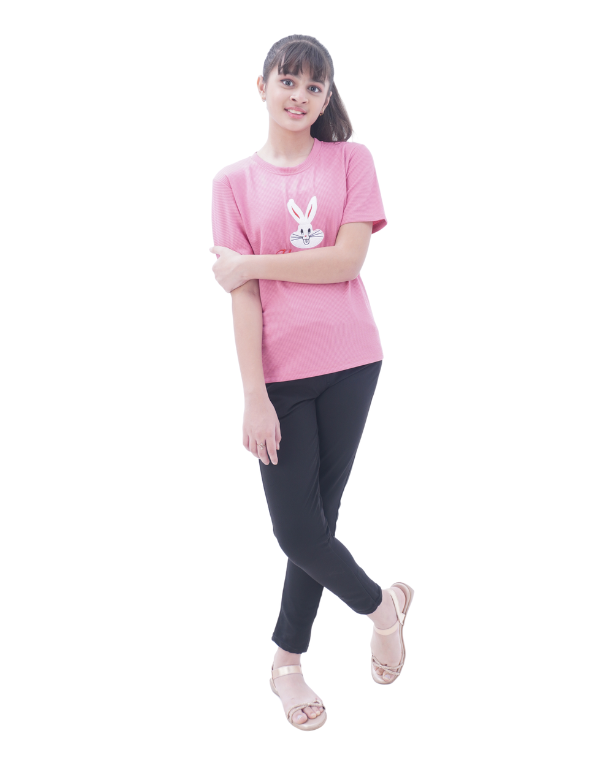 Girls Pink Bunny Top
