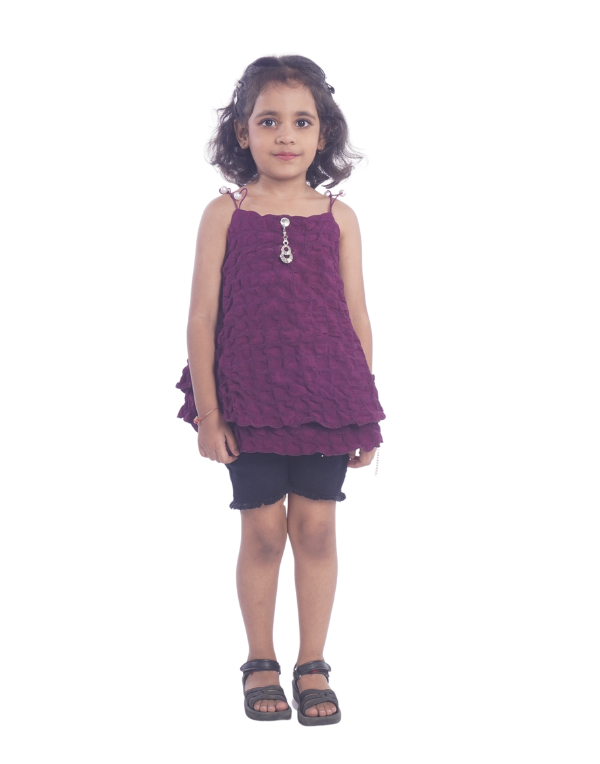 Girls Puprle Layered Top