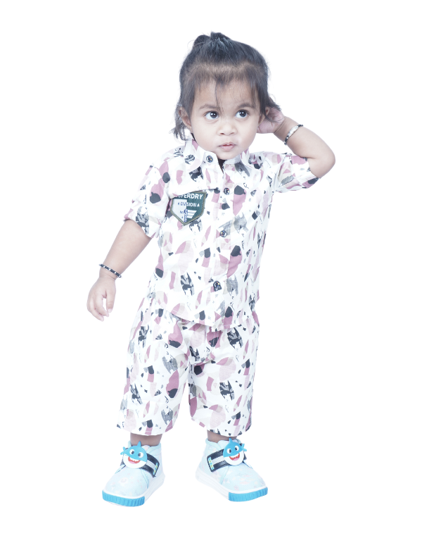 White Fancy Printed Clothing Set