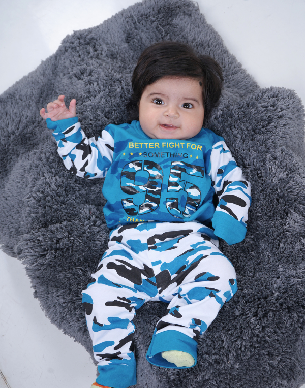 Blue Printed Full Sleeves Clothing Set