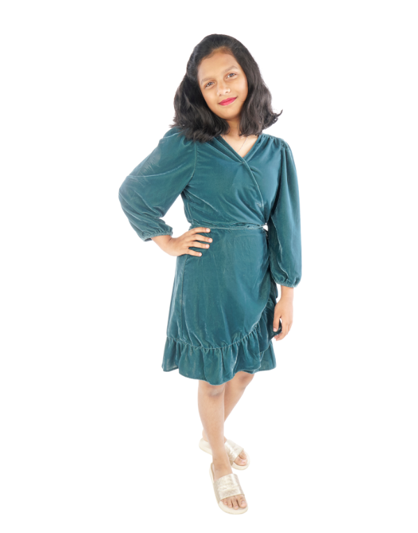 Girls Green Suede Dress