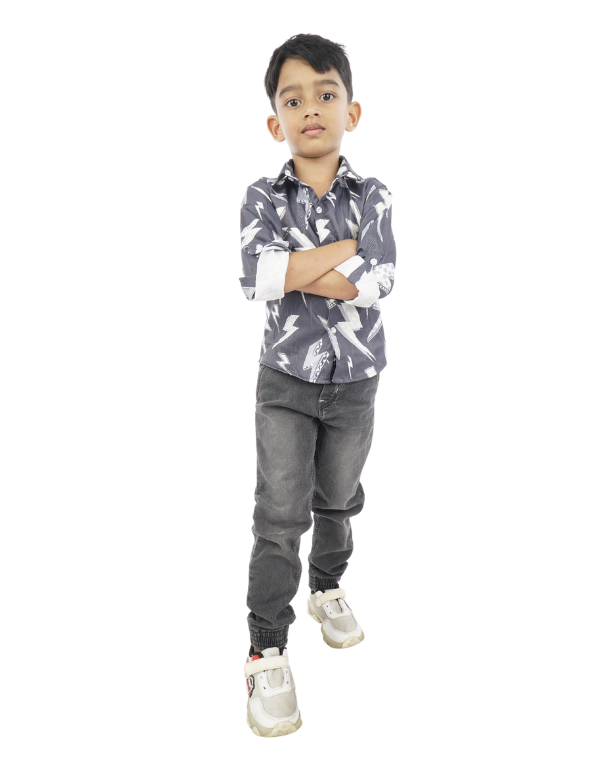 Boys Stylish Grey Washed Joggers