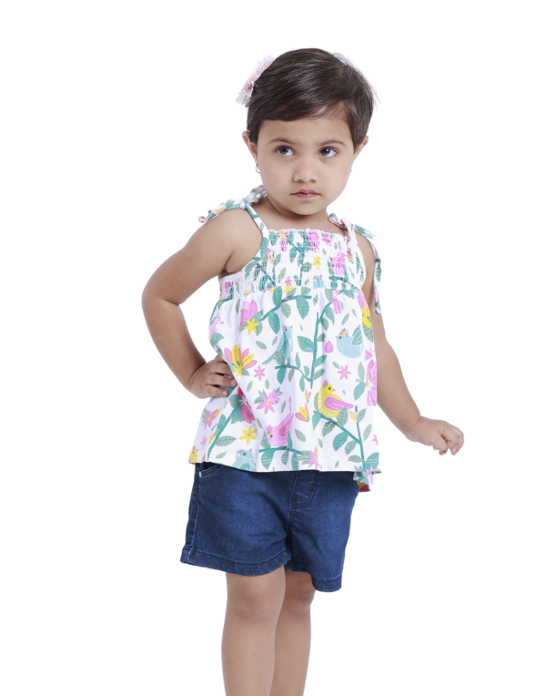 Girls Fancy Blue Denim Shorts