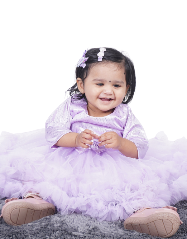 Baby Girls Cotton Blend Purple Layered Dress