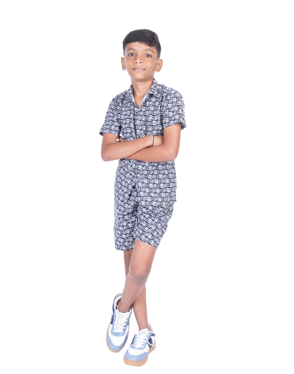 Boys Black Printed Clothing Set
