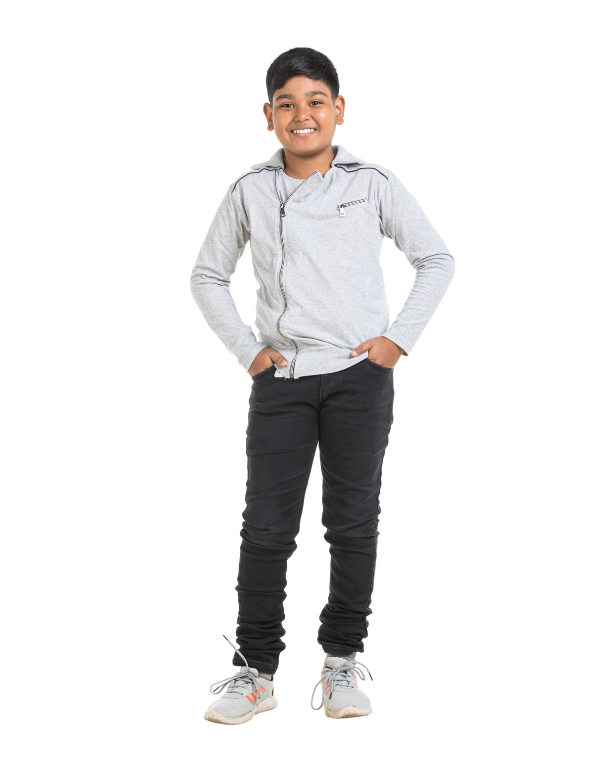 Boys Solid Black Slim Fit Trouser