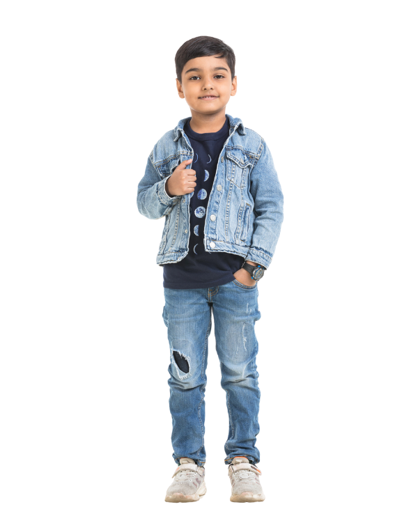 Boys Blue Washed Stylish Denim Jacket