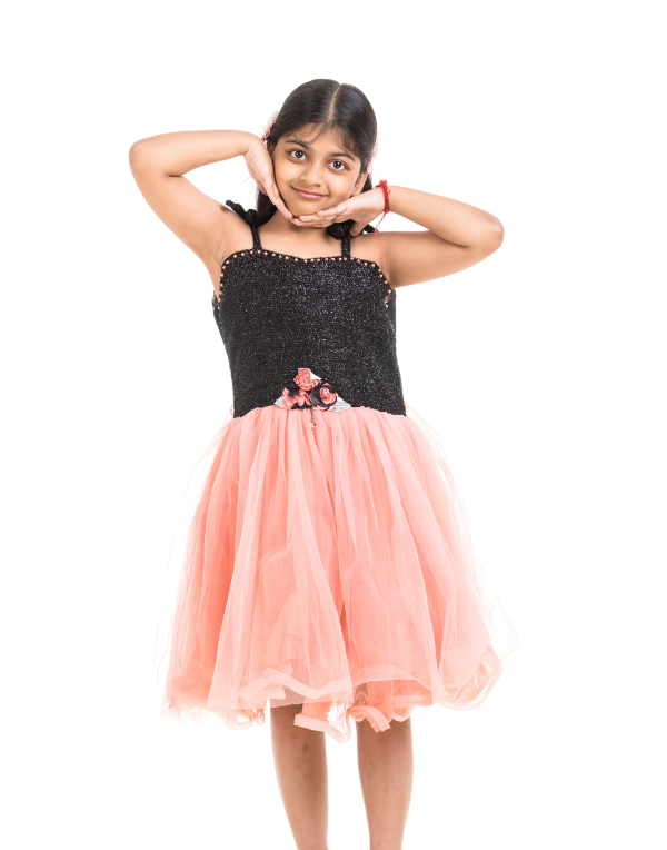 Girls Black & Pink Midi Dress