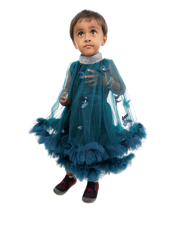 Baby Girls Blue Layered Dress