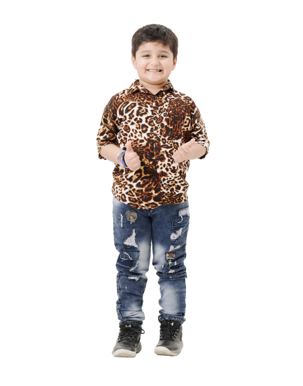 Boys Animal Pritned Soft Cotton Blend Shirt