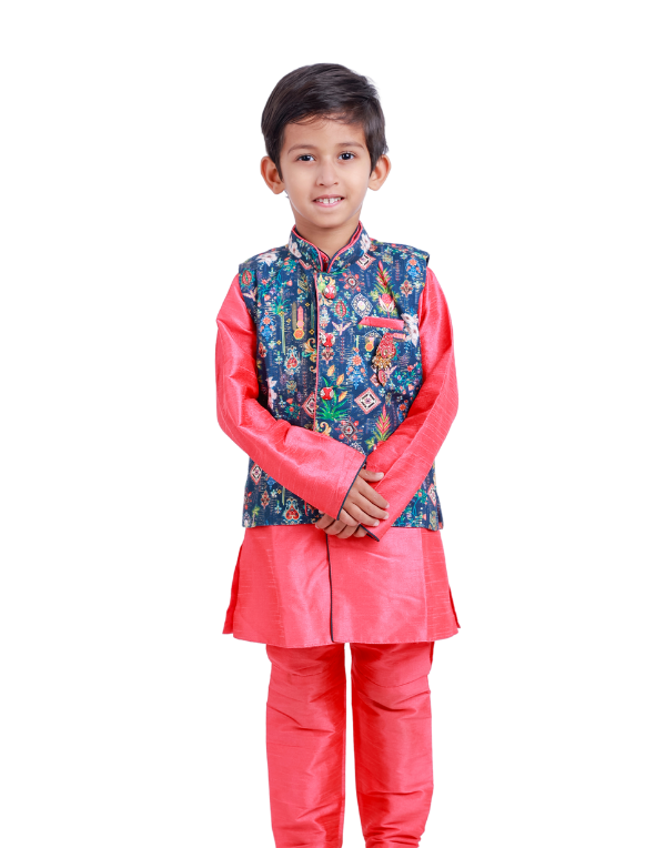 Boys Ethnic Festive Pink Kurta Set