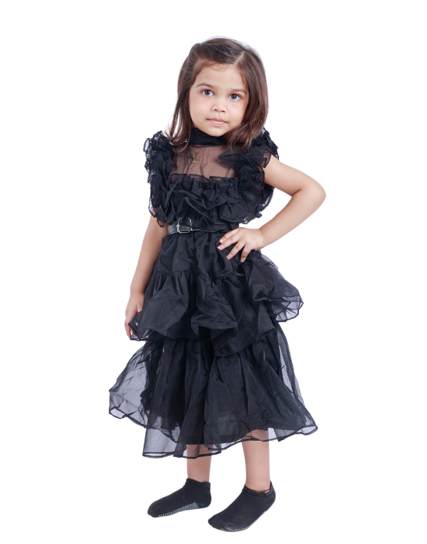 Girls Black Gown Layered Dress