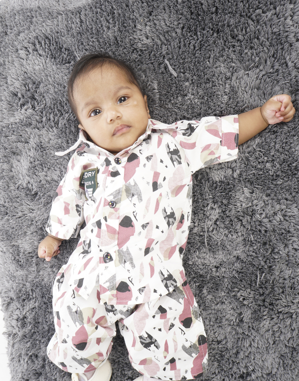 Girls Fancy White Printed Clothing Set