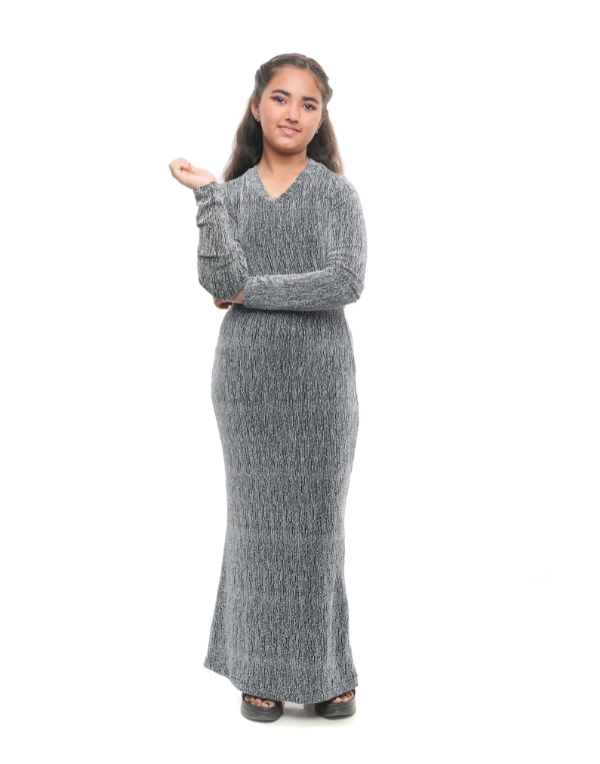Girls Grey Maxi Sequin Dress