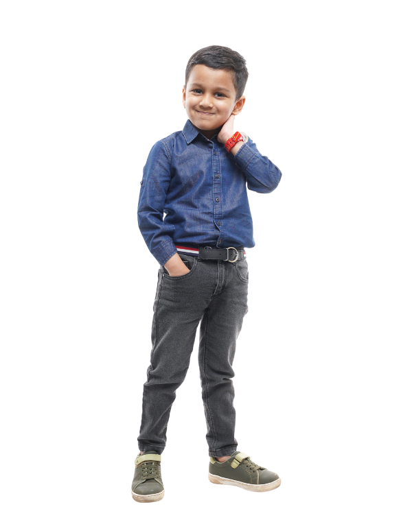 Boys Fancy Blue Denim Shirt
