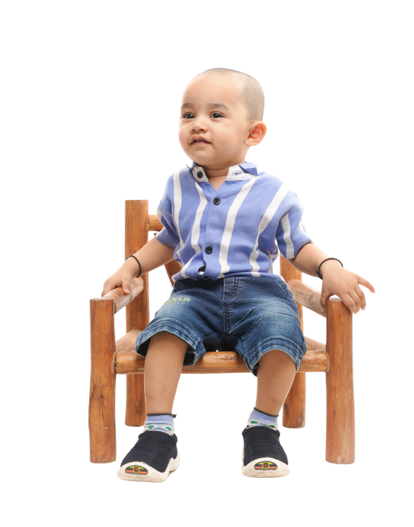 Baby Boys Striped Blue Half Sleeve Shirt