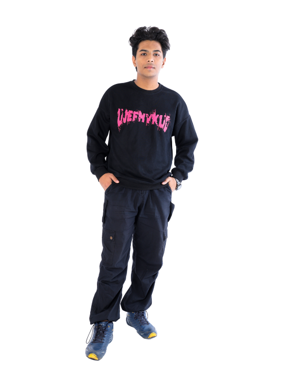 Boys Black Printed Full Sleeves T-Shirt