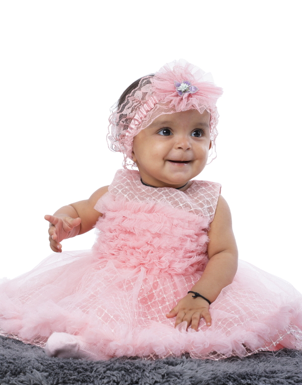 Baby Girls Pink Layered Fit & Flare Dress