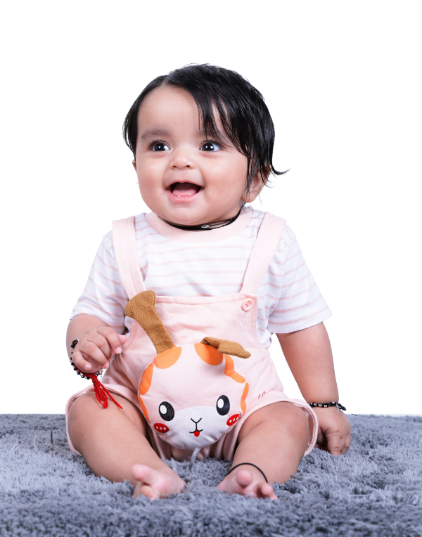 Baby Girls Peach Dungaree With Tee