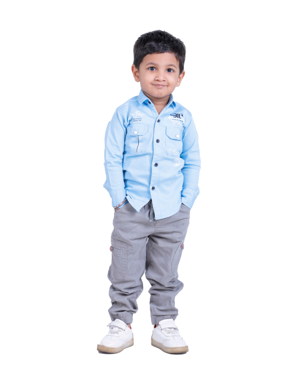Boys Stylish Solid Blue Shirt