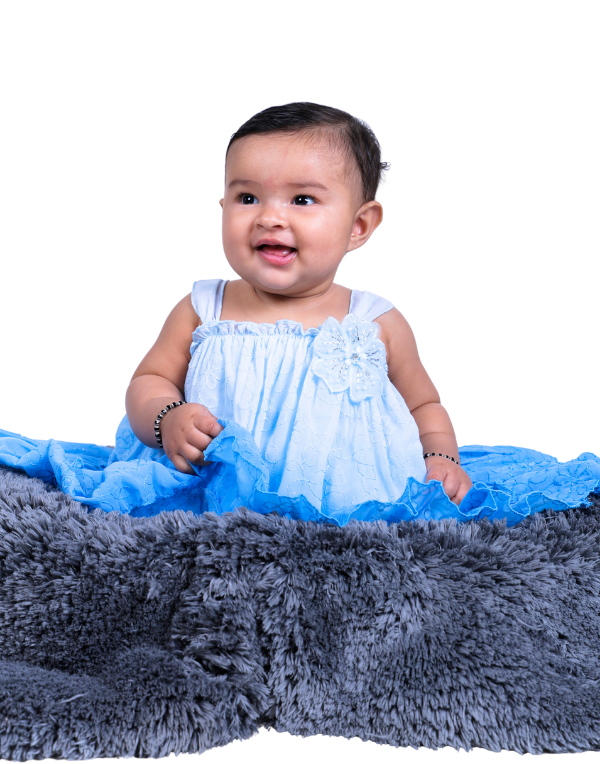 Girls Blue Layered Fit & Flare Maxi Length Dress