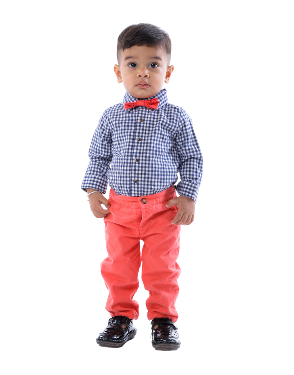 Baby Boys White Checkered Shirt