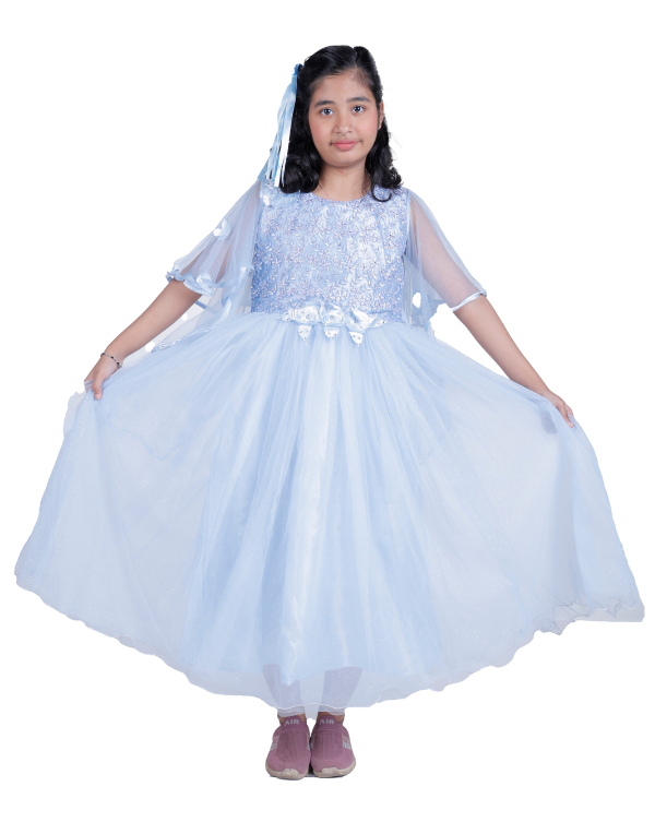 Girl Blue Maxi Fit & Flare Layered Dress