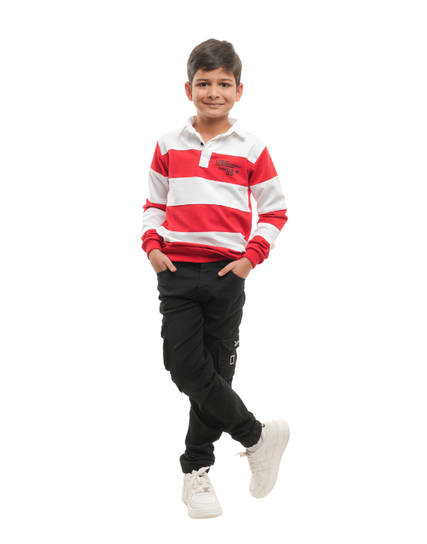 Boys Red & White Striped T-Shirt