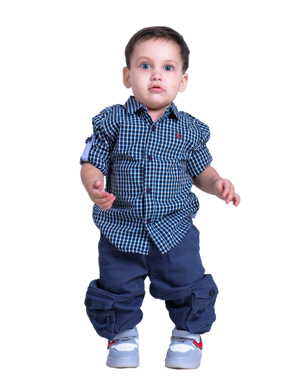 Baby Boys Blue Checkered Stylish Shirt