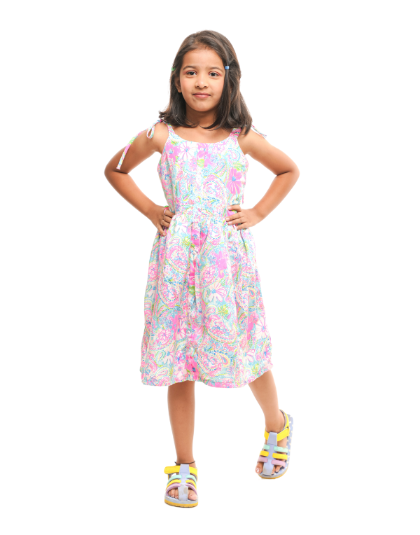 Girls Fancy Floral Printed Midi Dress