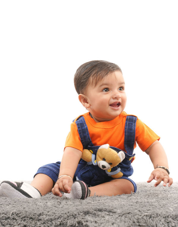 Orange T-Shirt With Blue Denim Dungaree
