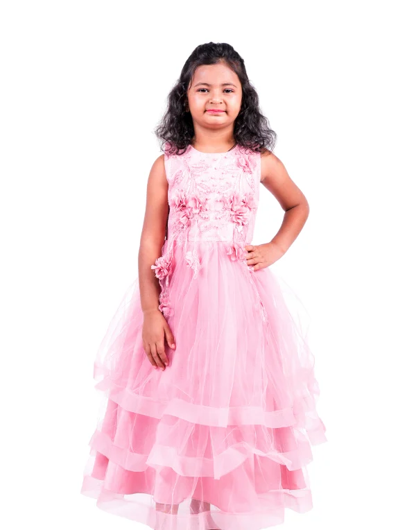 Girls Pink Maxi Lenght Gown Dress
