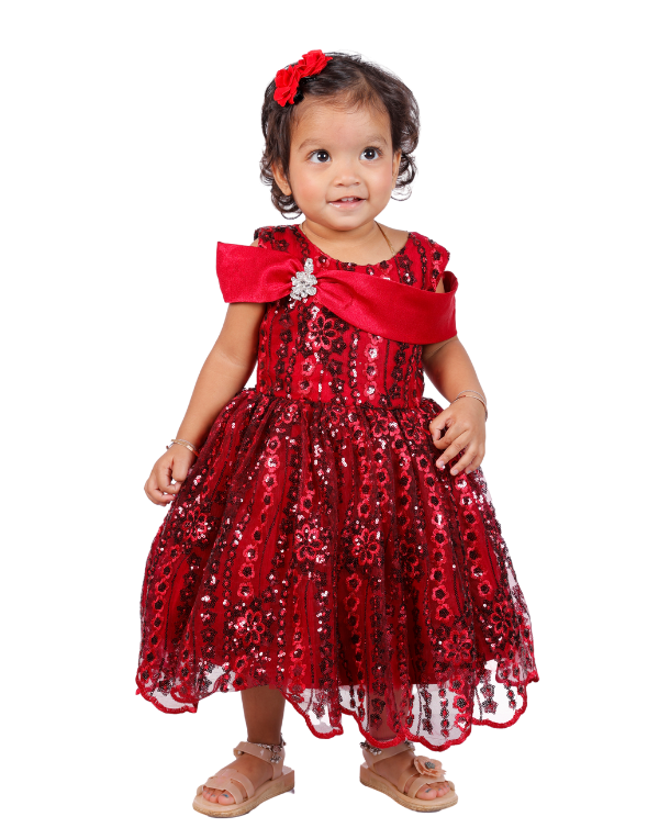 Baby Girls Sequin Red Fit & Flare Dress