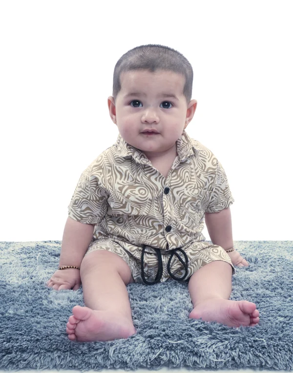 Baby Boys Green Printed Clothing Set